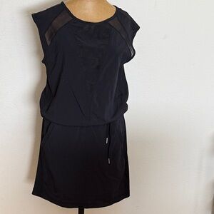 Indygena S Black Sleeveless Dress with Sheer Accents athletic comfort great cond